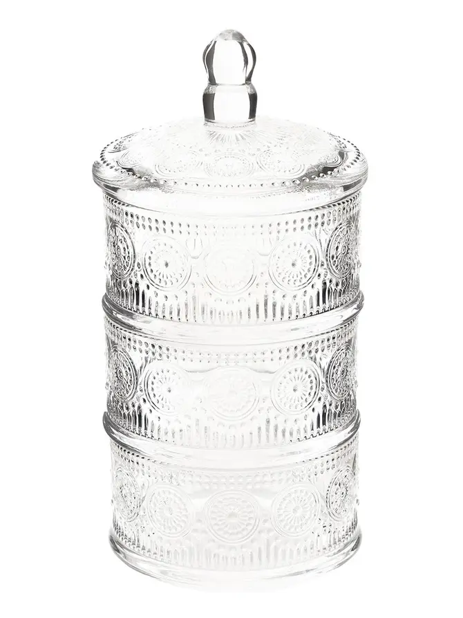 Pojemnik BARREL Pojemnik szklany wzorzysty 3 poziomy 0,4 l