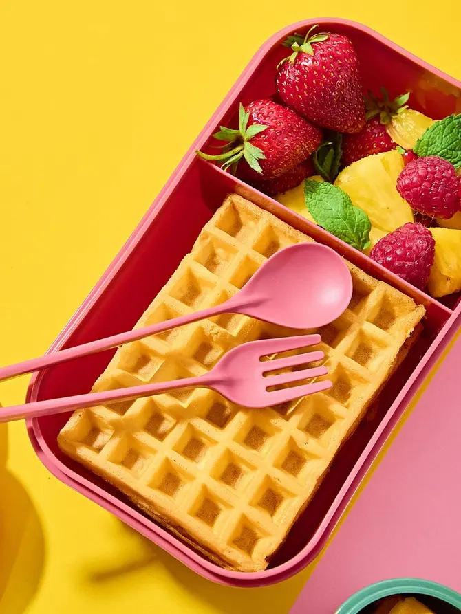 Lunchbox POPPIE ze sztućcami różowy 0,54 l