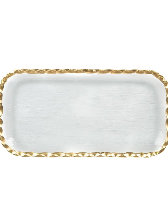 Talerz ELSOY prostokątny ze złotym rantem 29x15cm