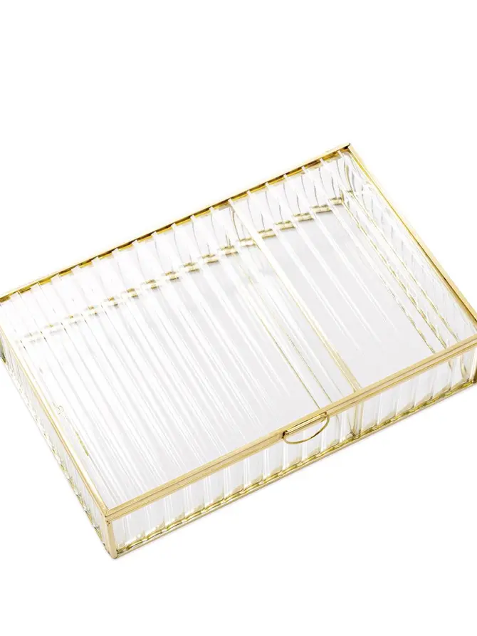 Szkatułka na biżuterię GRAZIA ze szkła prążkowanego 23x15x5 cm