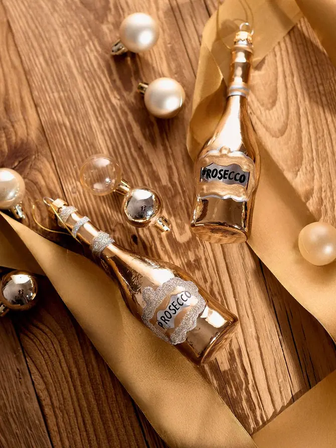 Bombka GLASSO kształtna szklana prosecco złote 16 cm
