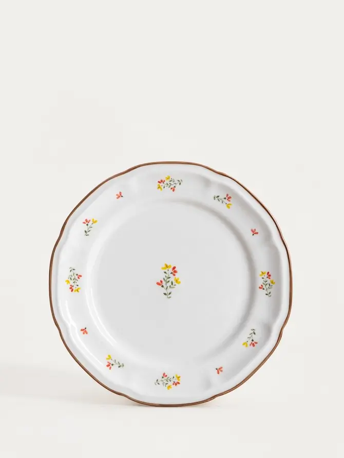 Talerz GRETA deserowy z kwiatuszkami 21 cm