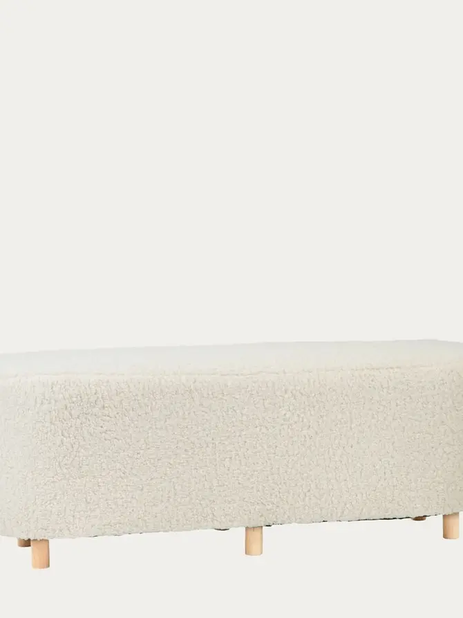 Ławka ELSA beżowa w tkaninie TEDDY 120x40x44 cm