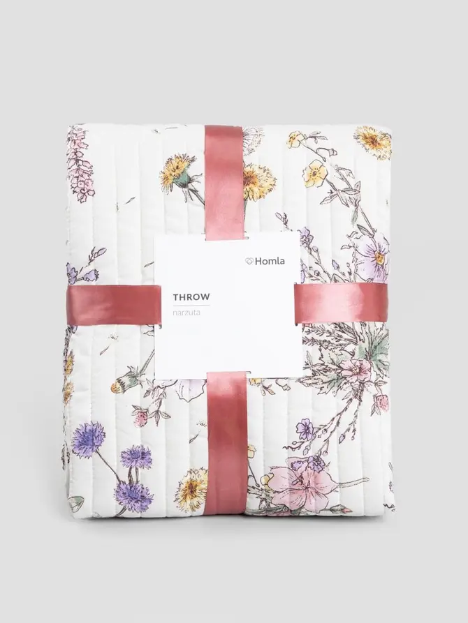 Narzuta MEADOW FLOWERS pikowana z nadrukiem 200x220 cm