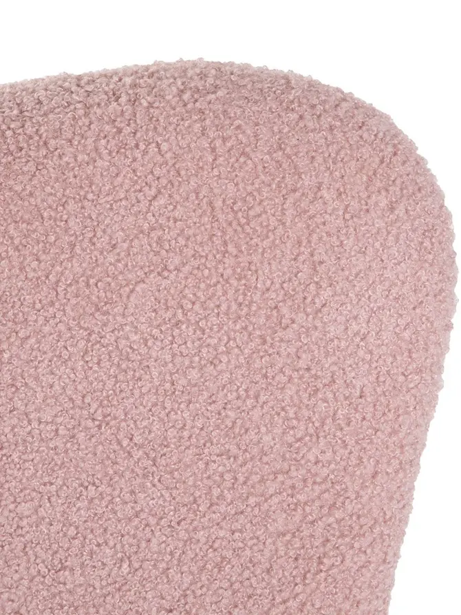 Fotel LUNNIE bujany różowy w tkaninie TEDDY BOUCLÉ 67x78x92 cm