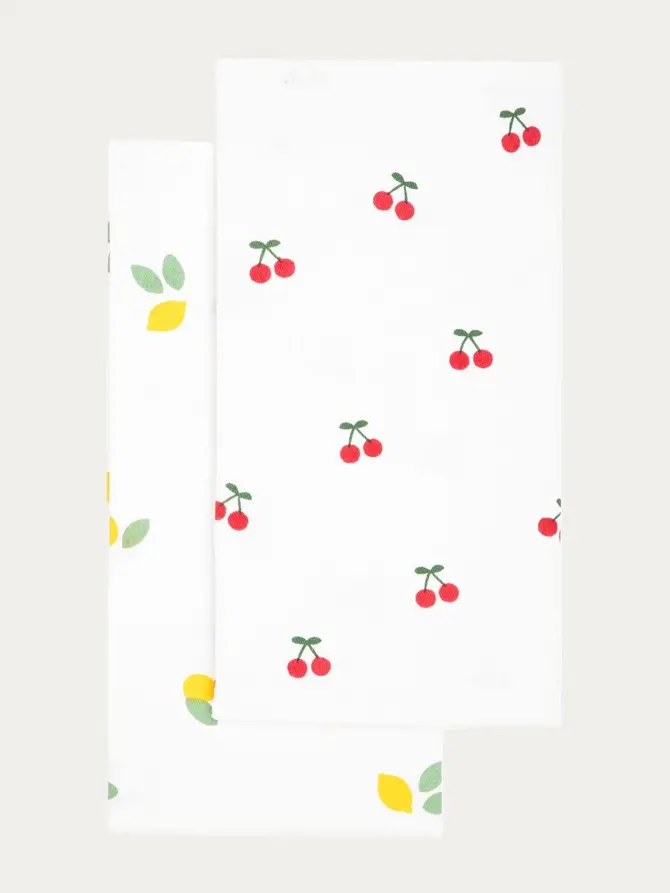 Zestaw ścierek kuchennych CHERRINE w wiśnie i cytryny 2*45x65 cm