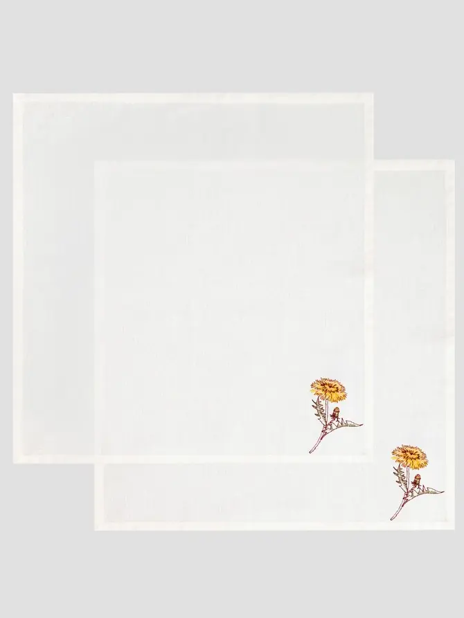 Zestaw 2 szt. napkinów MEADOW FLOWERS z haftowanym mleczem 45x45cm