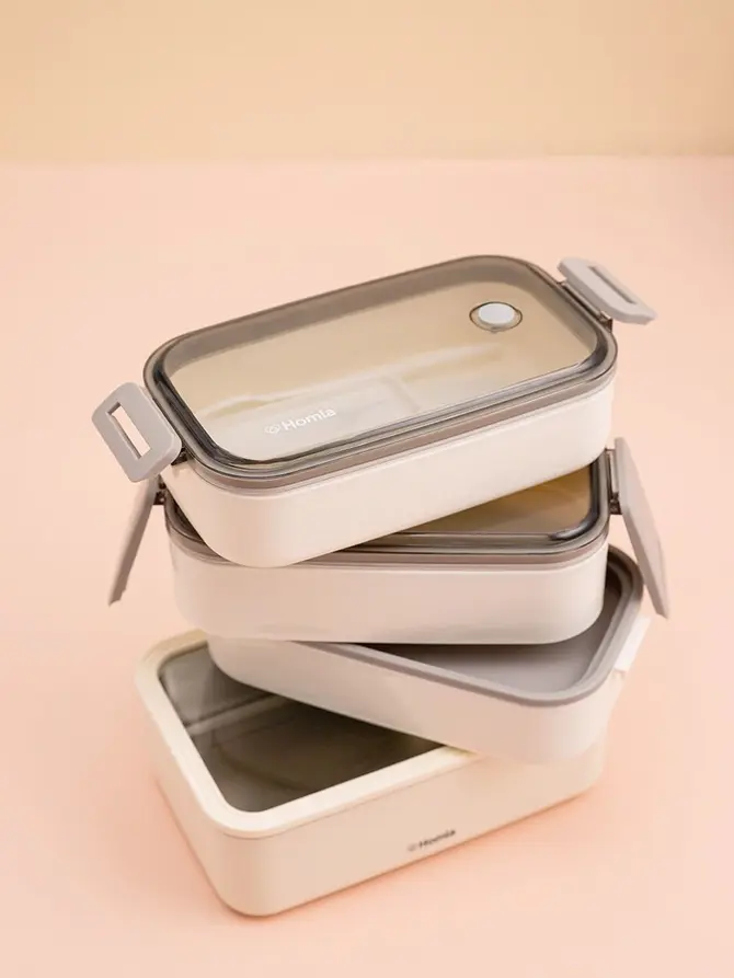 Lunchbox LUNARE śmietankowy piętrowy 1,4 l