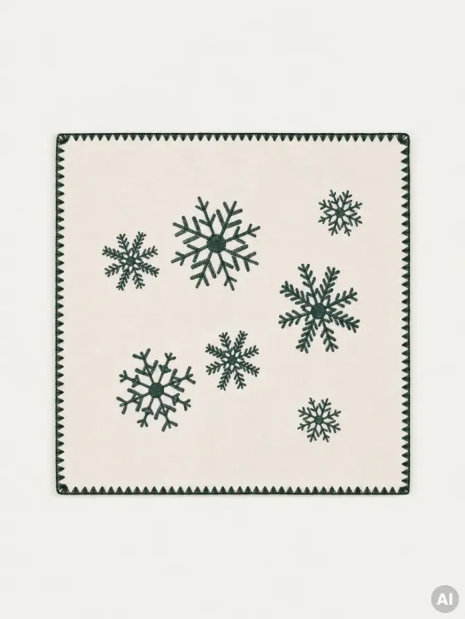 Poszewka ORIEL w zielone śnieżynki 45x45 cm