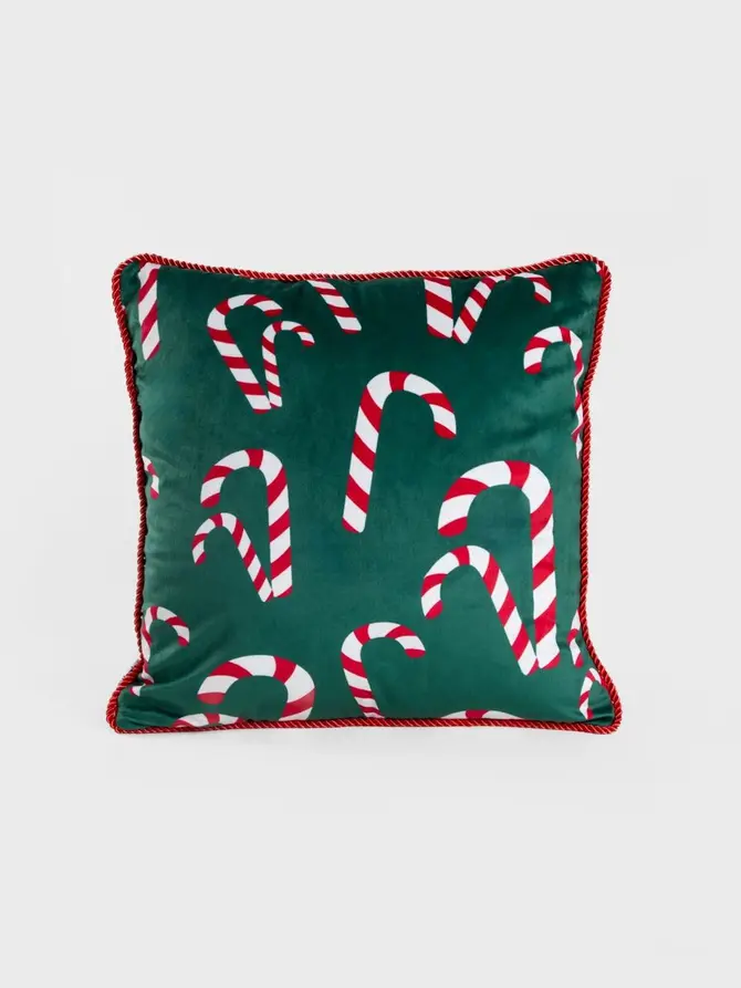 Poszewka INGRA z motywem laski cukrowej zielona 45X45 cm