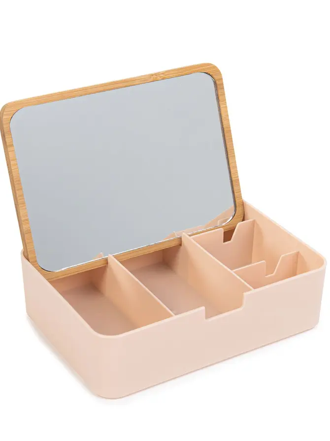 Organizer z lusterkiem KASEN różowy 18x13x5cm