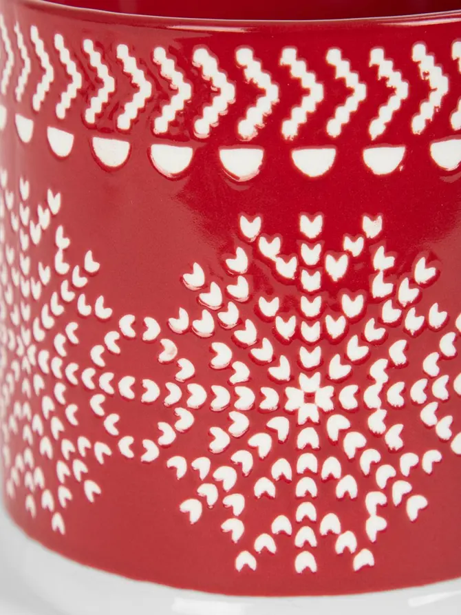 Kubek KORSA czerwony w śnieżynki 0,5 l