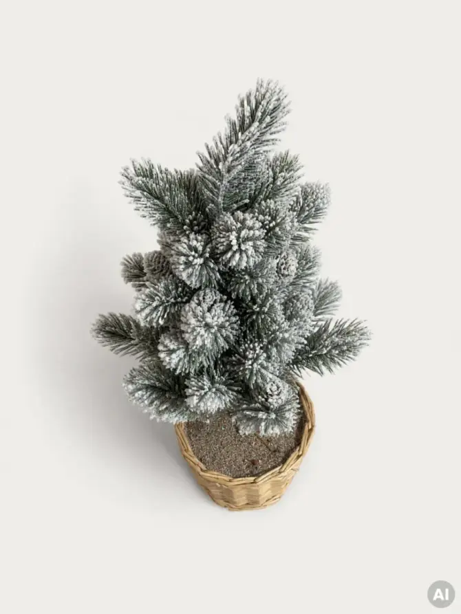 Choinka ATTIS ośnieżona w ratanowej doniczce 36 cm