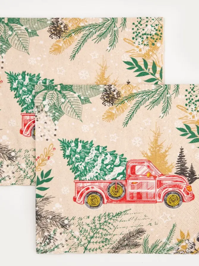 Serwetka papierowa WE CARE VINTAGE CHRISTMAS CAR ze świątecznym wzorem 33x33cm