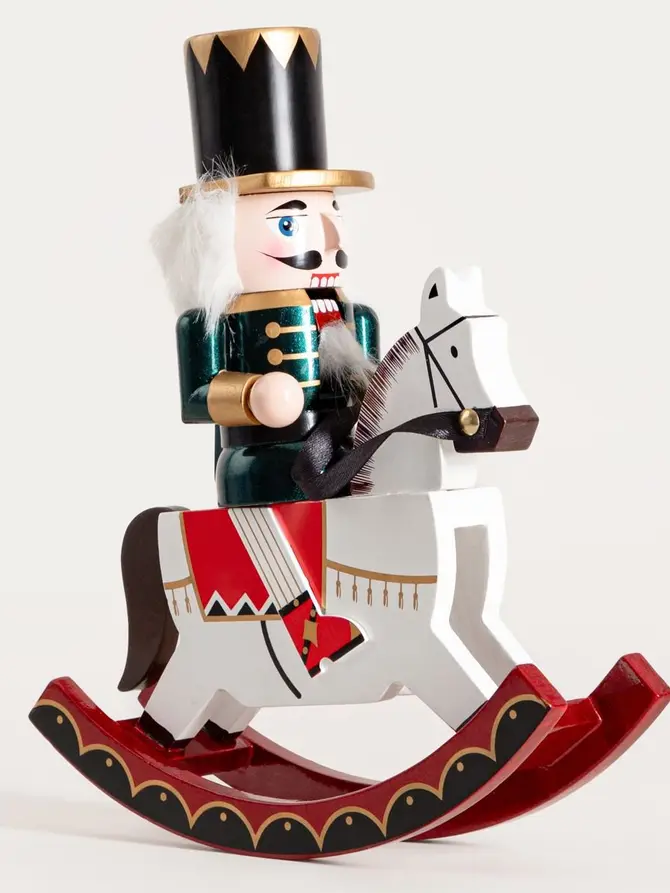 Figurka NUTCRACKER dziadek do orzechów na biegunach ciemno-zielony 28 cm