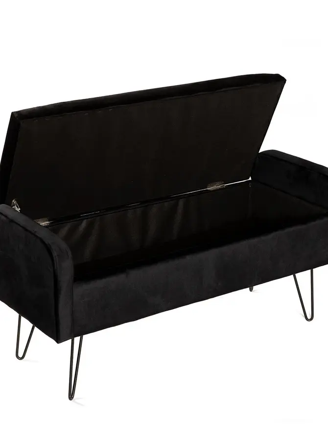 Ławka VENLO welurowa czarna 100x39x45cm