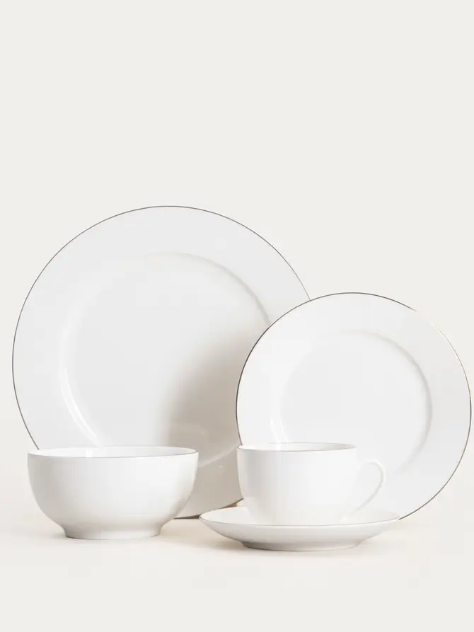 Filiżanka ze spodkiem AUROO porcelanowa ze złotą obwódką 0,25 l