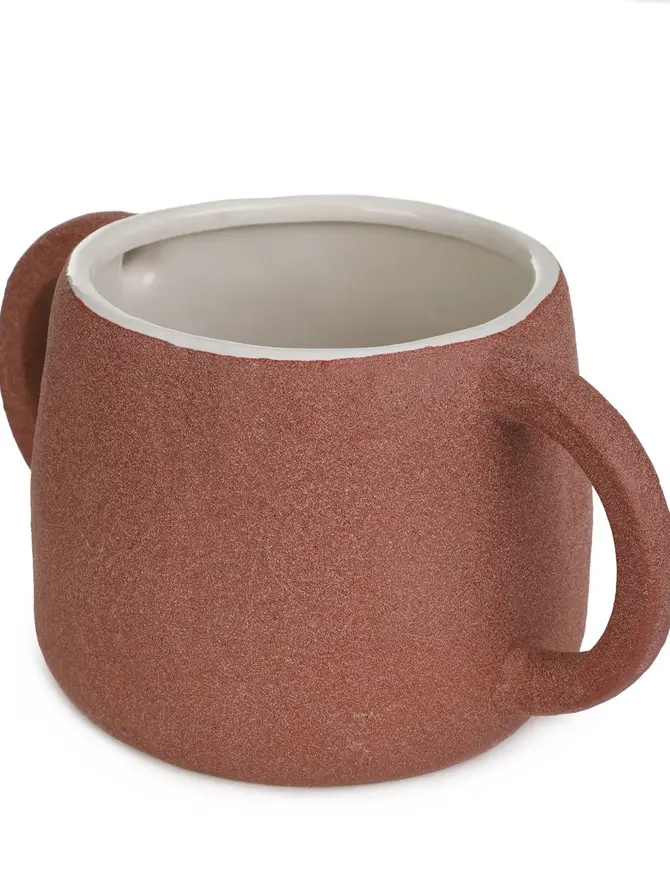 Osłonka na doniczkę SABBIA z dużymi uchwytami ceglasta 25,5x16x13 cm