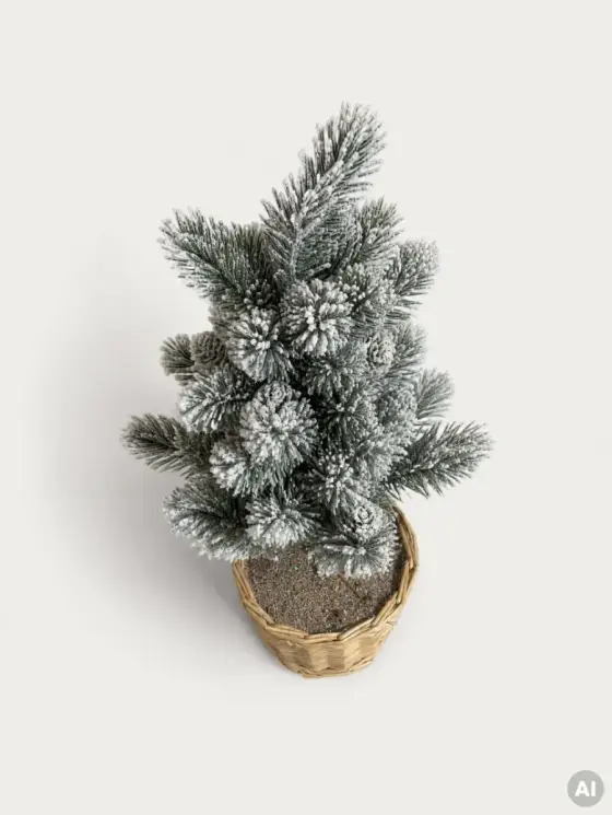 Choinka ATTIS ośnieżona w ratanowej doniczce 36 cm