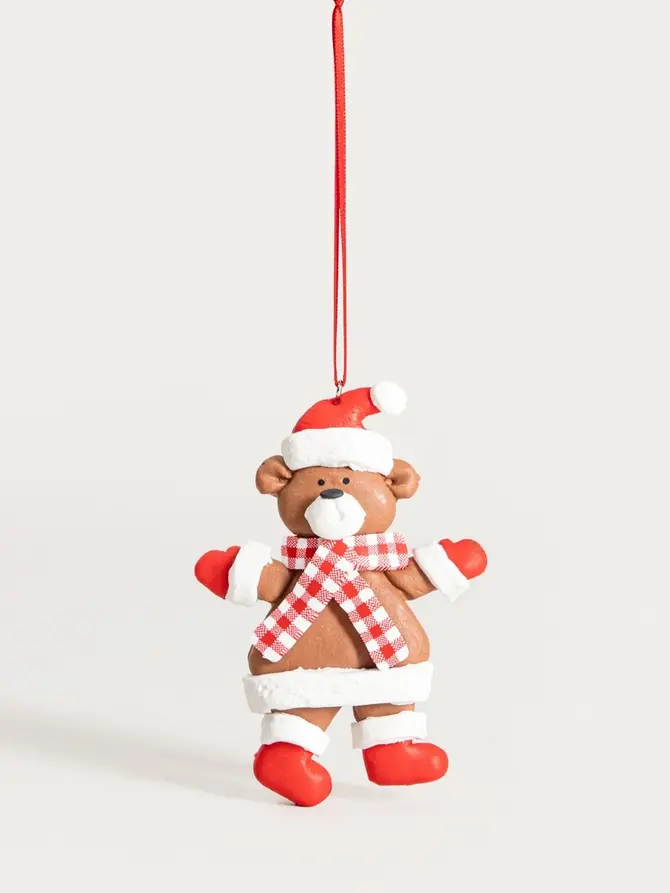 Zawieszka LIZZY miś z szalikiem w kratę 11 cm