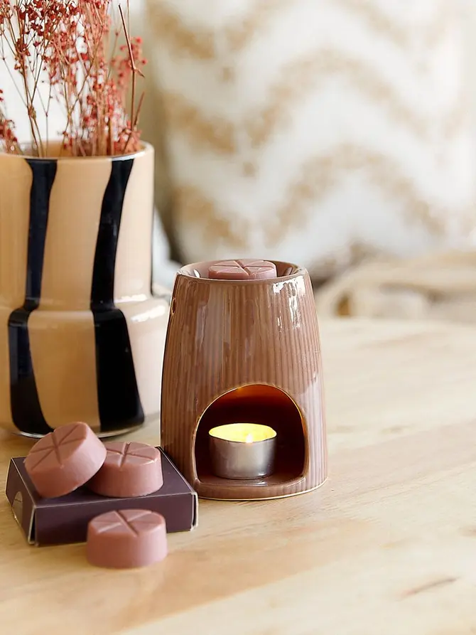 Kominek ceramiczny FIRES z woskiem Sandalwood 10x12,5 cm 22G