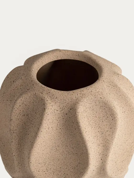 Wazon BELLARO beżowy ze zdobieniami ceramiczny 17x24 cm