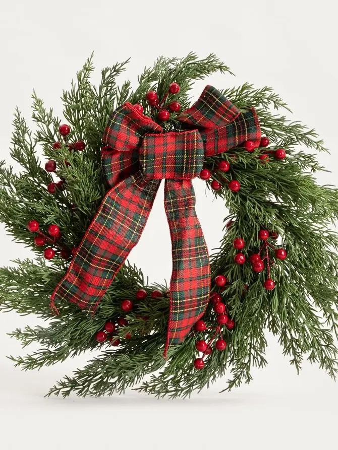 Wieniec TARTAN z kokardą 55 cm