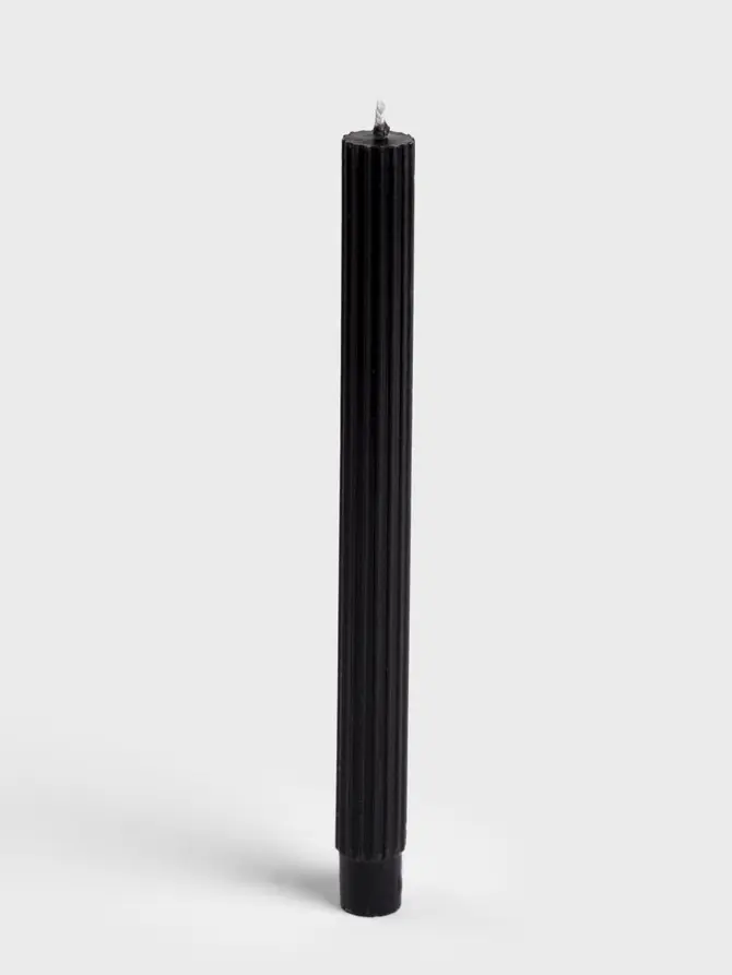 Świece stołowe TABLE CANDLES ryflowane czarne 3 x 80 g