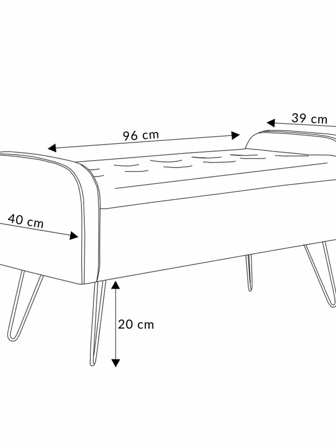 Ławka VENLO welurowa szara 100x39x45cm