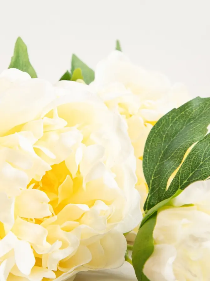 Gałązka sztuczna PAEONIA piwonie białe 81 cm