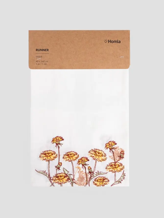 Bieżnik MEADOW FLOWERS z haftowanymi mleczami 40x160