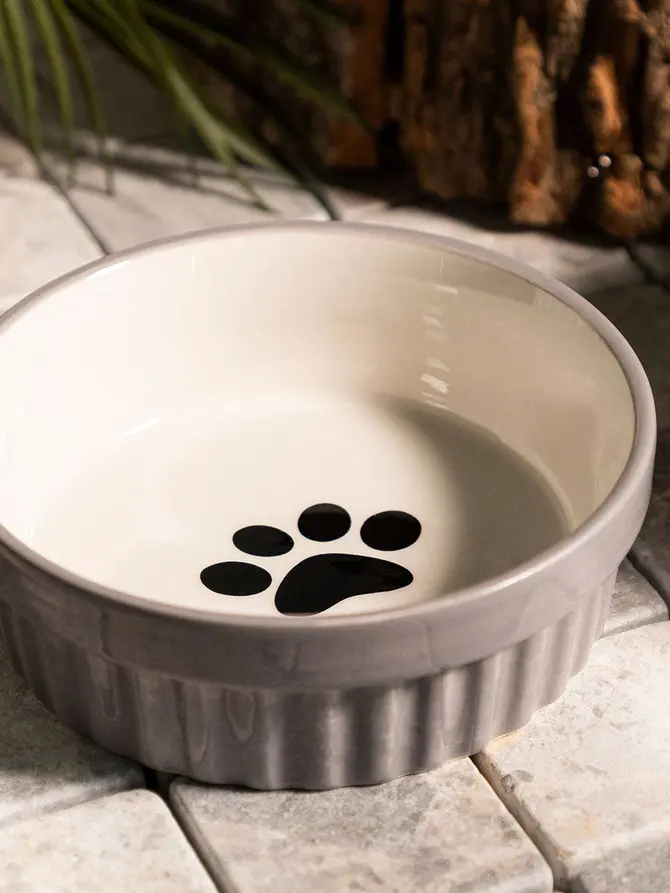 Miska CATTY dla kota z łapką szara 12x4 cm