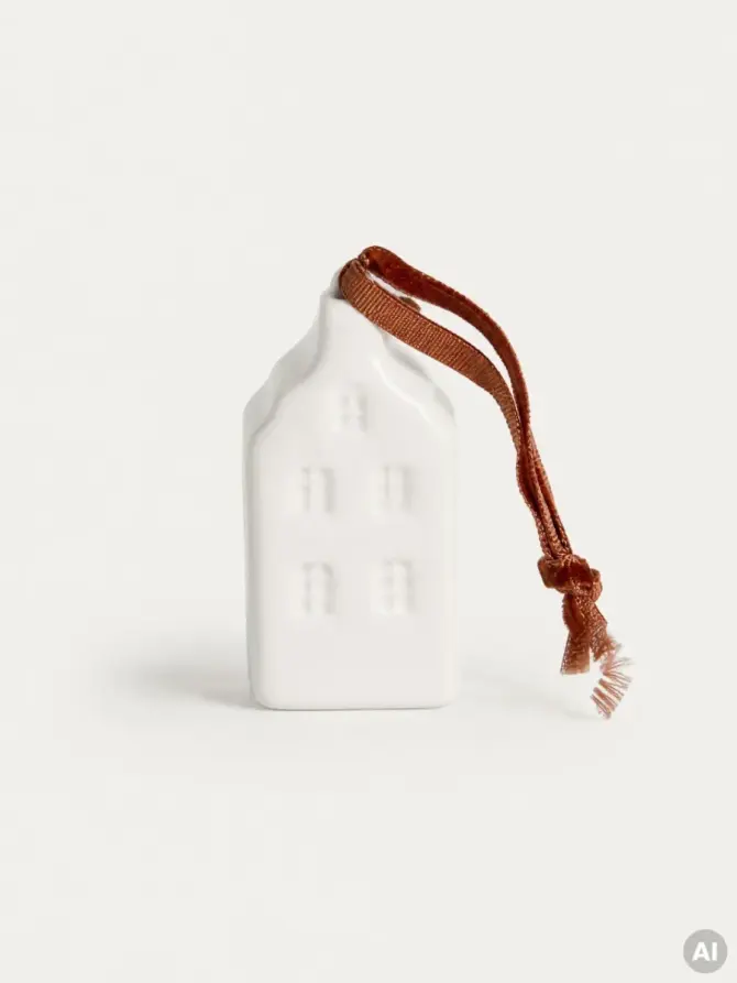 Zestaw zawieszek LUNARA ceramiczne domki białe 4,5 cm 3 szt.