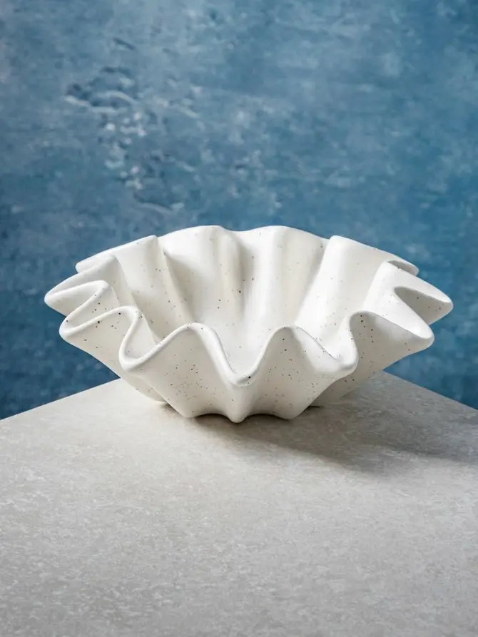 Misa dekoracyjna EVANIA ceramiczna biała 19x19x6 cm