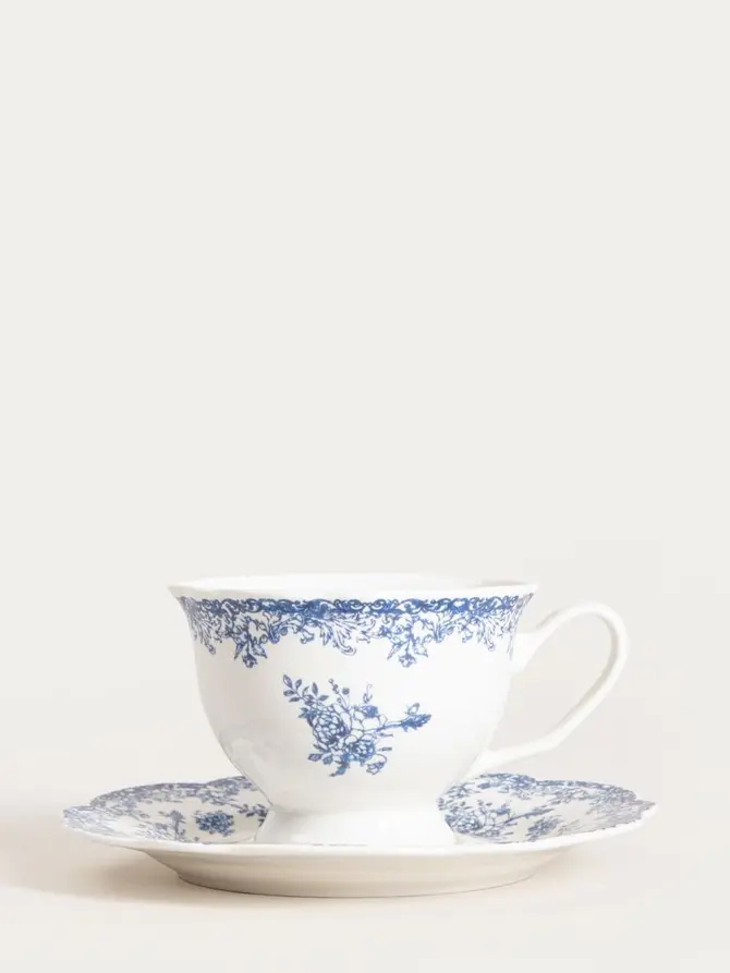 Filiżanka ze spodkiem LOURRY porcelanowa granatowa 0,2 l