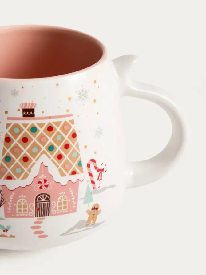 Zestaw kubków PASTELLIA porcelanowych z domkiem i ciastkiem, 2 szt. 0,4 l