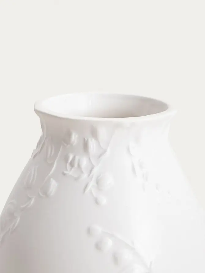Wazon CONWALLIE ceramiczny z tłoczeniami biały 14,8x18 cm
