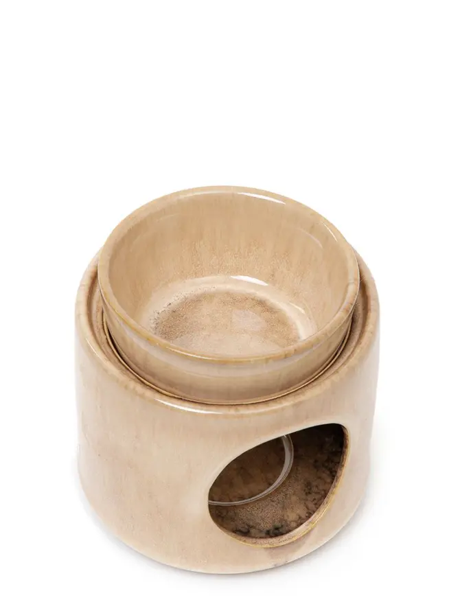 Kominek SOLETO ceramiczny beżowy 9x9x10 cm