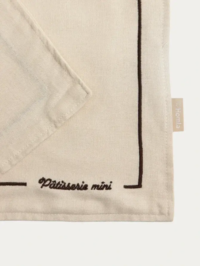 Maty stołowe PATISSERIE MINI prostokątne beżowe z haftem, zestaw 2 szt. 