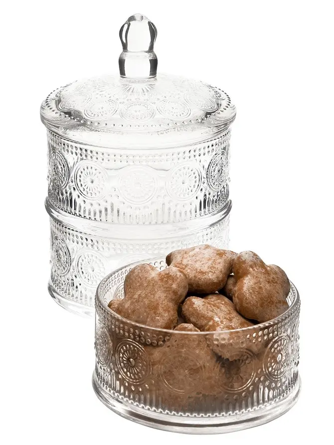 Pojemnik BARREL Pojemnik szklany wzorzysty 3 poziomy 0,4 l