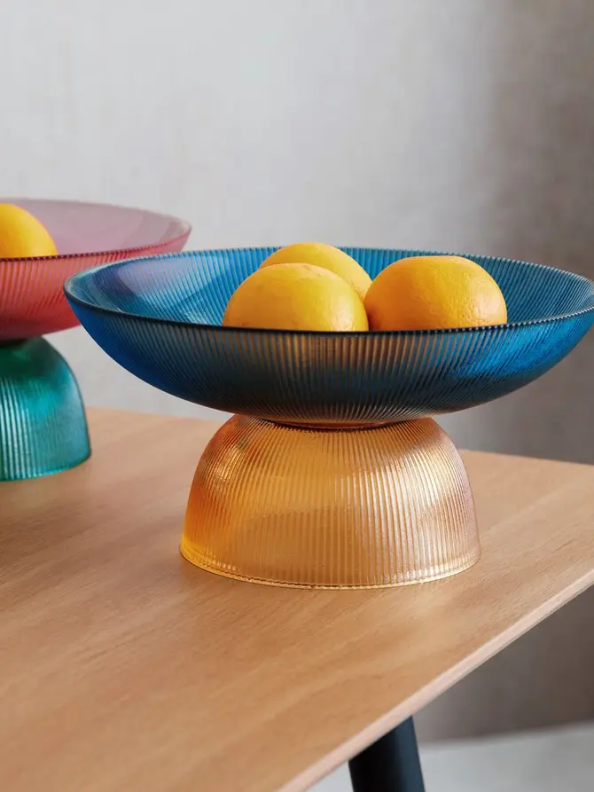 Patera MEGALO szklana niebiesko - żółta 25 cm