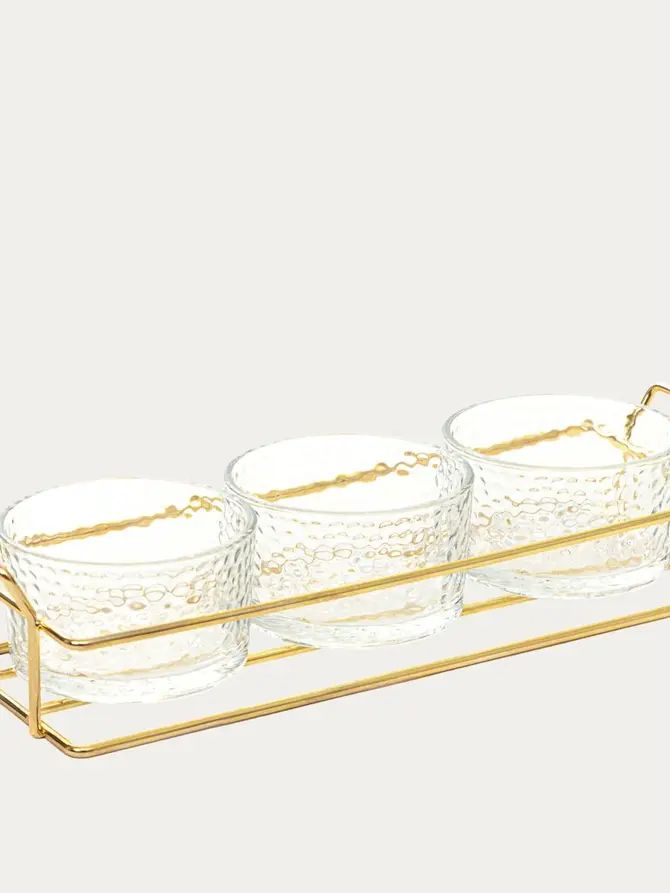 Zestaw miseczek SERENE transparentnych na stojaku, 3 szt. 31x10 cm