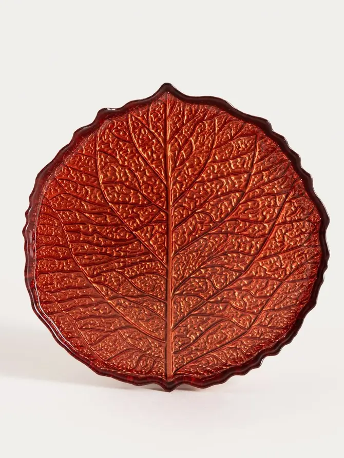 Talerz VISTAN amber imitacja liścia 17 cm