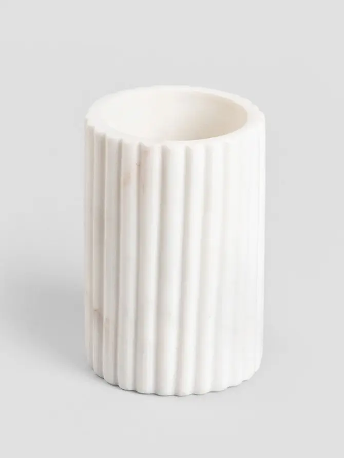Pojemnik MARBLE STRIPES na utensylia marmurowy ryflowany 13x10,5 cm