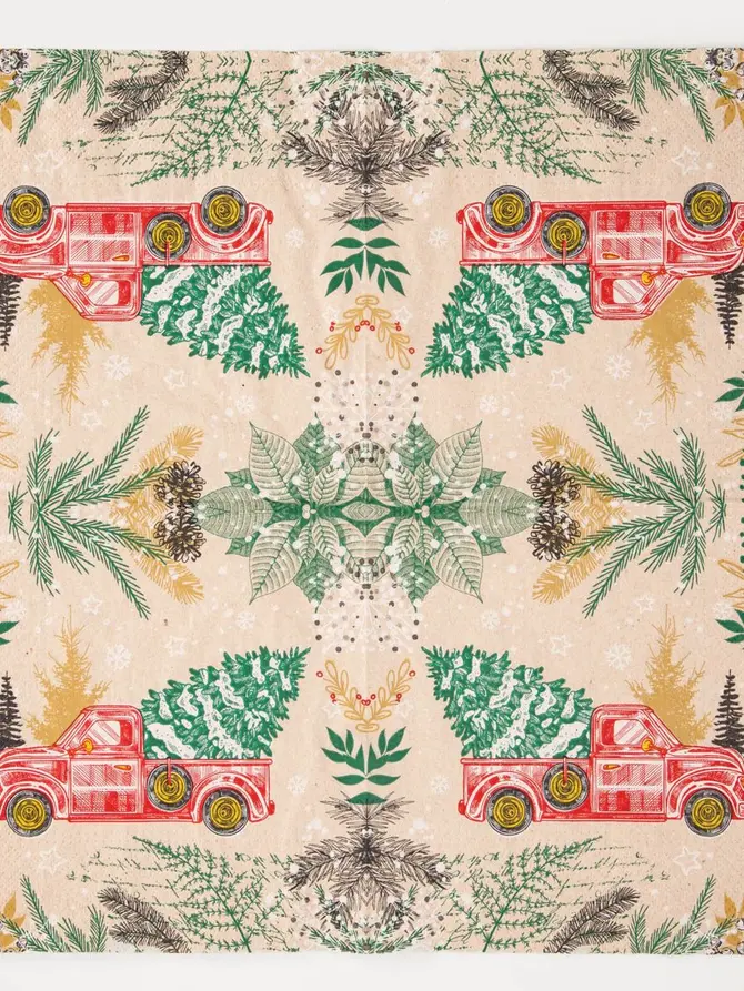 Serwetka papierowa WE CARE VINTAGE CHRISTMAS CAR ze świątecznym wzorem 33x33cm