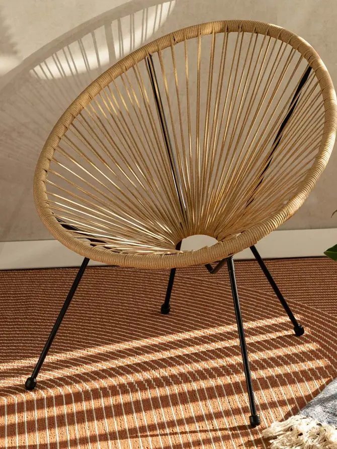 Fotel ACAPULCO FLAT z płaskiej linki technorratan naturalny 71x71x80 cm