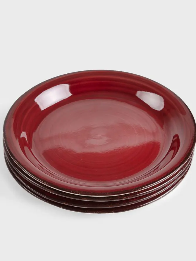 Zestaw talerzy OBLAN deserowych bordowych, 4 szt 19 cm