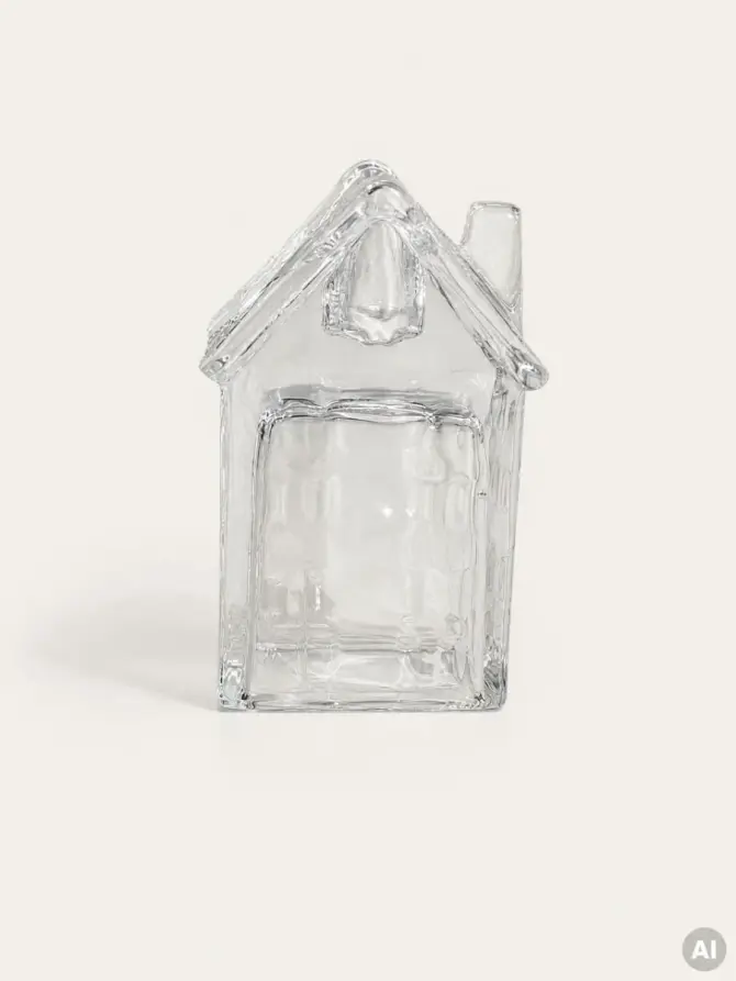 Świecznik GLASSI domek szklany 6,6x5x10,4 cm