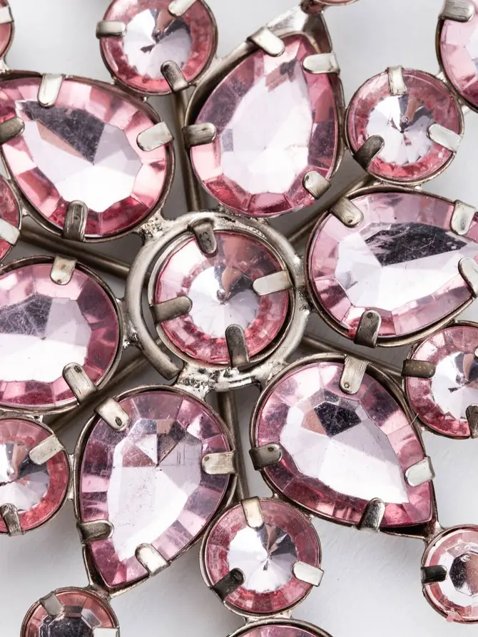 Zawieszka DIAMOS śnieżynka z różowymi kamieniami 10 cm