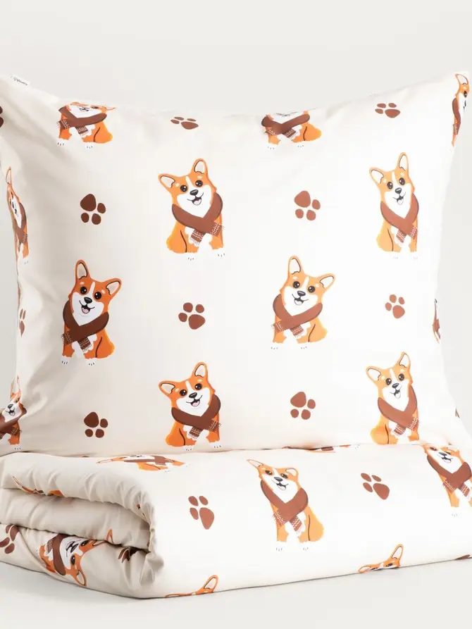 Pościel EC CORGI z mikrofibry w pieski Corgi 140x200 + 1*70x80 cm